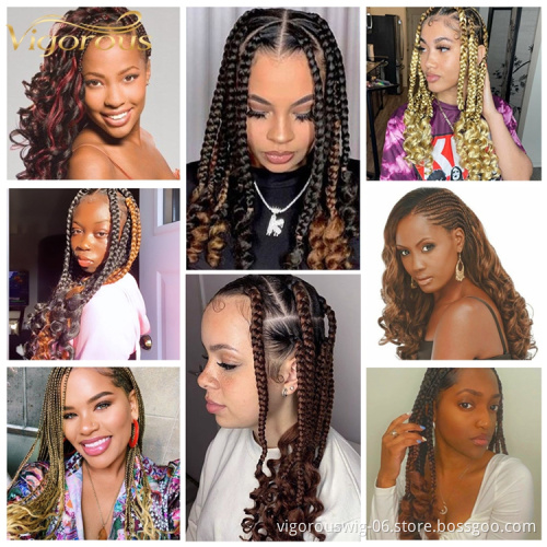 Vigorous half wig loose wave wholesale suppliers custom boxes for hair extensions private label  synthetic braiding hair